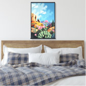Abstracte Colorado-bergen woestijncactus Canvas Afdruk (Insitu (Slaapkamer))