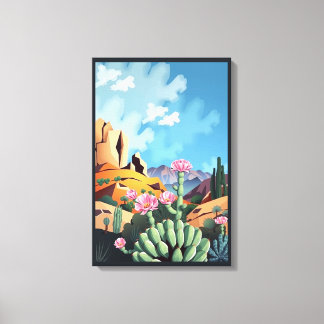 Abstracte Colorado-bergen woestijncactus Canvas Afdruk