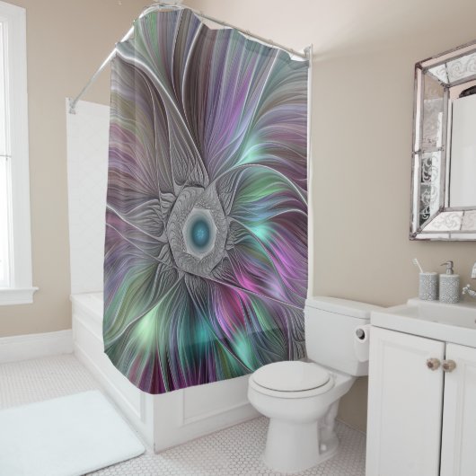 Abstracte, compacte, kleurrijke ventilatorkracht douchegordijn (In situ)