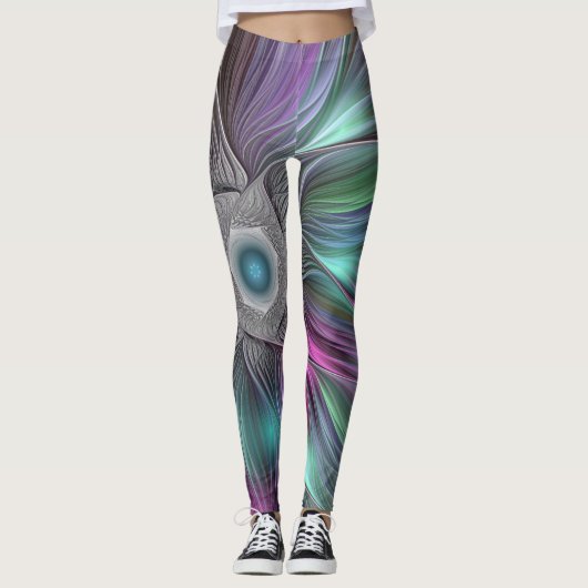 Abstracte, compacte, kleurrijke ventilatorkracht leggings (Voorkant)