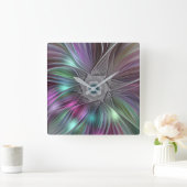 Abstracte, compacte, kleurrijke ventilatorkracht vierkante klok (Huis)