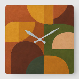 Abstracte Compositie in Mid-Century Modern Stijl Vierkante Klok