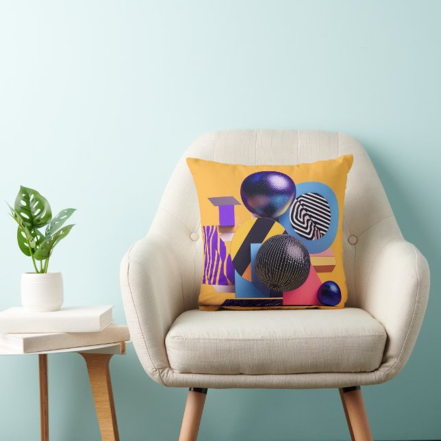 Abstracte compositie met kleurrijke bollen kussen (Stoel)