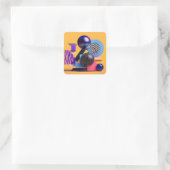 Abstracte compositie met kleurrijke bollen vierkante sticker (Tas)