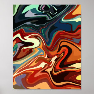 Abstracte compositie met warme en koele contrasten poster