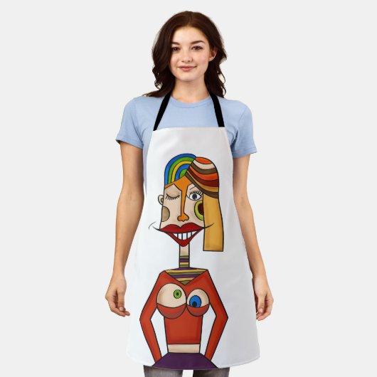 Abstracte compositie, moderne kunst schort (Gedragen)