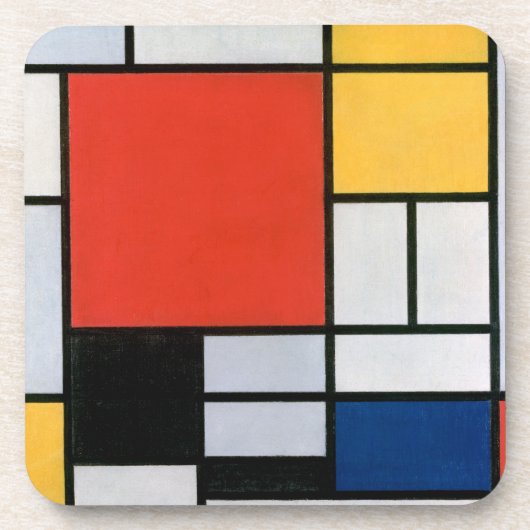 Abstracte compositie van Piet Mondriaan Bier Onderzetter (Voorkant)