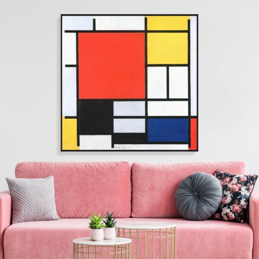  Abstracte compositie van Piet Mondriaan Canvas Afdruk (Insitu (Woonkamer))