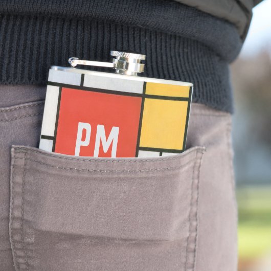  Abstracte compositie van Piet Mondriaan Heupfles (Voorbeeld)