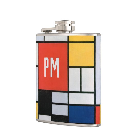 Abstracte compositie van Piet Mondriaan Heupfles (Links)