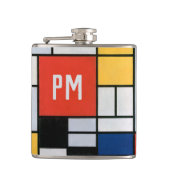  Abstracte compositie van Piet Mondriaan Heupfles (Voorkant)