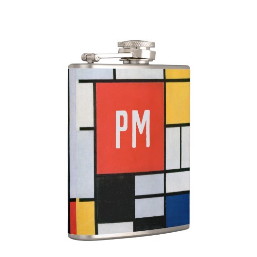  Abstracte compositie van Piet Mondriaan Heupfles (Rechts)