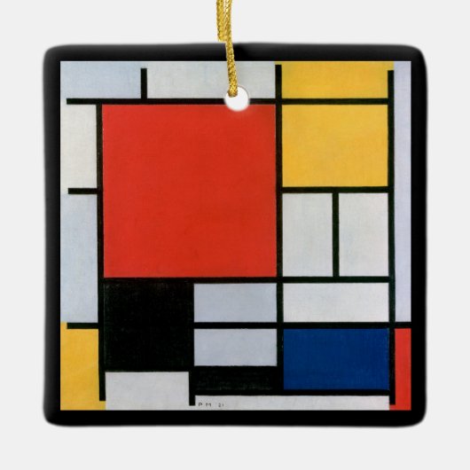 Abstracte compositie van Piet Mondriaan Keramisch Ornament (Voorkant)