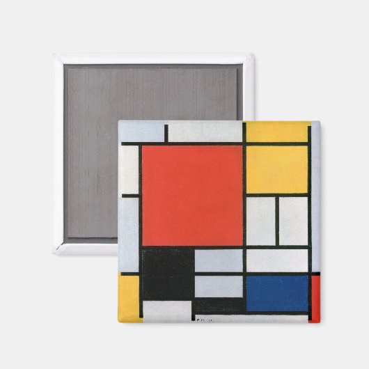 Abstracte compositie van Piet Mondriaan Magneet (Voorkant / Achterkant)