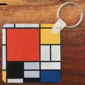 Abstracte compositie van Piet Mondriaan Sleutelhanger (Achterkant)