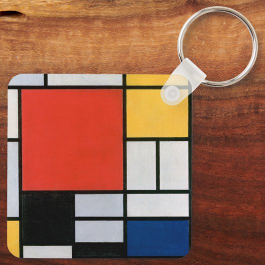 Abstracte compositie van Piet Mondriaan Sleutelhanger (Achterkant)