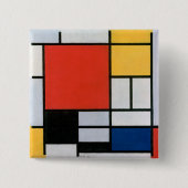 Abstracte compositie van Piet Mondriaan Vierkante Button 5,1 Cm (Voorkant)
