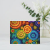 Abstracte concentrische cirkels in levendig multi- briefkaart (Staand voorkant)