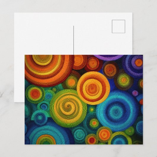 Abstracte concentrische cirkels in levendig multi- briefkaart (Voorkant / Achterkant)