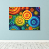 Abstracte concentrische cirkels in levendig multi- canvas afdruk (Insitu (Houten vloer))