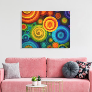 Abstracte concentrische cirkels in levendig multi- canvas afdruk