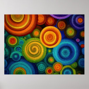 Abstracte concentrische cirkels in levendig multi- poster