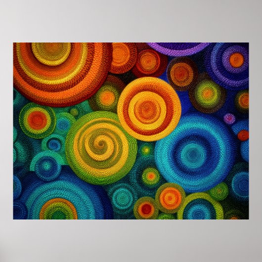 Abstracte concentrische cirkels in levendig multi- poster (Voorkant)