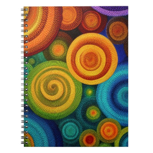 Abstracte concentrische cirkels in levendig multic notitieboek (Voorkant)