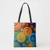 Abstracte concentrische cirkels in levendig multic tote bag (Voorkant)