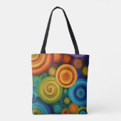 Abstracte concentrische cirkels in levendig multic tote bag (Achterkant)