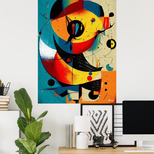 Abstracte constructivistische zonne-mid-century  poster (Thuiskantoor)