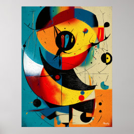 Abstracte constructivistische zonne-mid-century poster