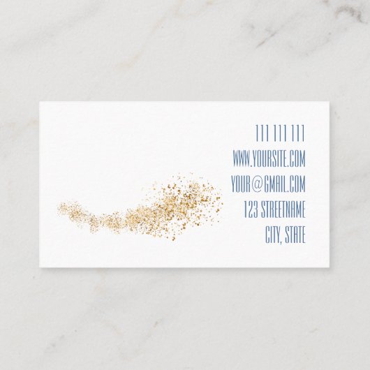 Abstracte consultant met blauw goudkristal elegant visitekaartje (Achterkant)