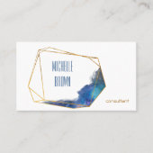 Abstracte consultant met blauw goudkristal elegant visitekaartje (Voorkant)