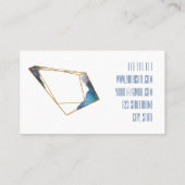 Abstracte consultant met blauw goudkristal elegant visitekaartje (Achterkant)