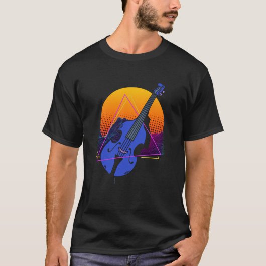 Abstracte contrabas jazzmuzikant Contrabas spelen T-shirt (Voorkant)
