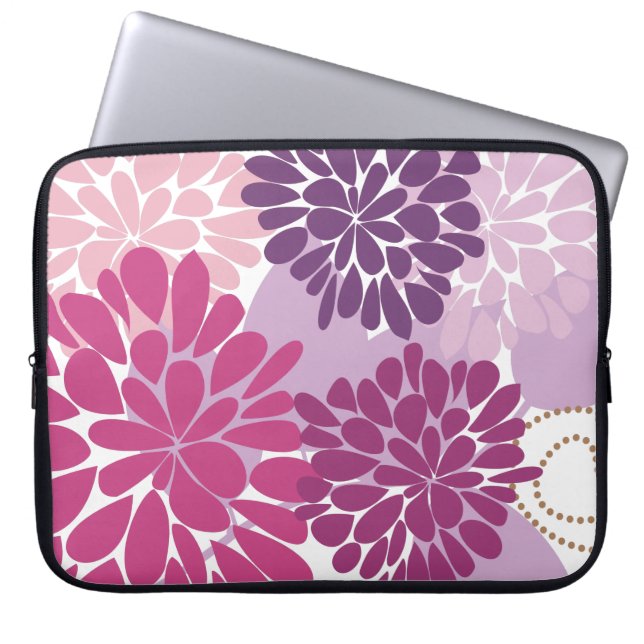Abstracte Cool Cute Girly Retro Floral Laptop Sleeve (Voorkant)