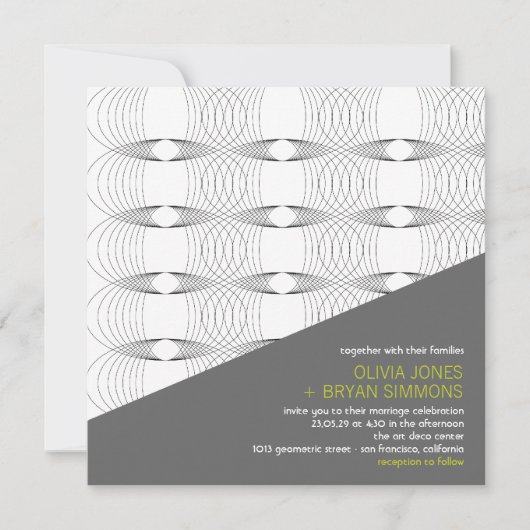 Abstracte cool Modern Art Mod Rings Wedding Invite Kaart (Voorkant)