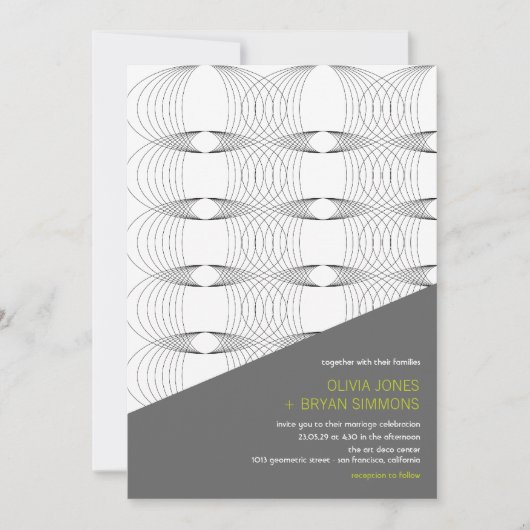 Abstracte cool Modern Art Mod Rings Wedding Invite Kaart (Voorkant)