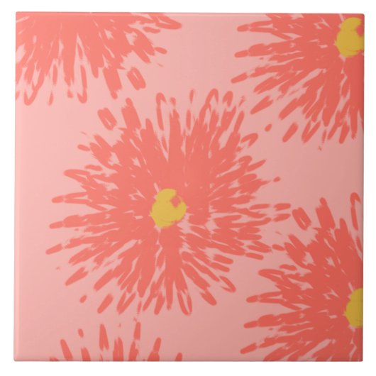 Abstracte Coral Carnese Florals Tegeltje (Voorkant)