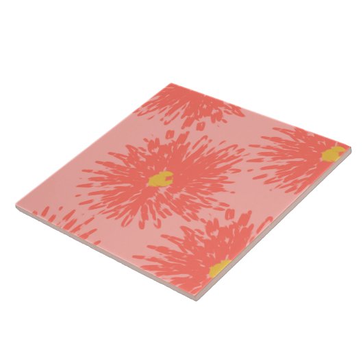 Abstracte Coral Carnese Florals Tegeltje (Zijkant)