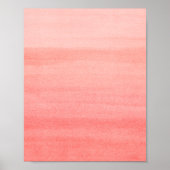 Abstracte Coral Pink Ombre Waterverf Art Poster (Voorkant)