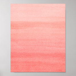 Abstracte Coral Pink Ombre Waterverf Art Poster