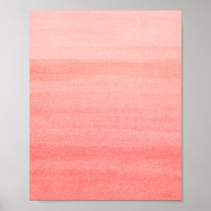 Abstracte Coral Pink Ombre Waterverf Art Poster