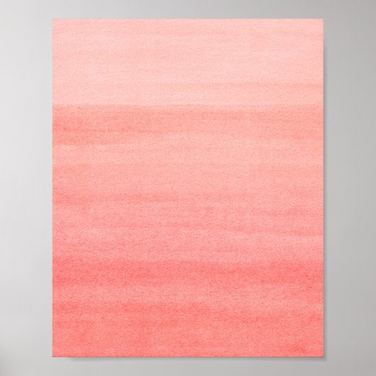 Abstracte Coral Pink Ombre Waterverf Art Poster (Voorkant)