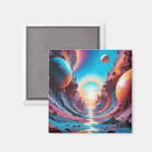 Abstracte Cosmic Horizon Fantasy Achtergrond Kunst Magneet (Voorkant / Achterkant)