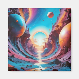 Abstracte Cosmic Horizon Fantasy Achtergrond Kunst Magneet