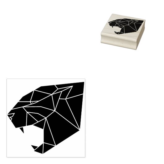 abstracte cougar hoofd art stempel (Gestempeld)