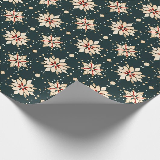  Abstracte Cream en Rode Kerststerren Cadeaupapier (Hoek)