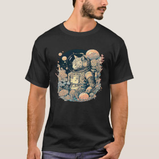 Abstracte Creatieve Astronaut Kat met een Toon van T-shirt